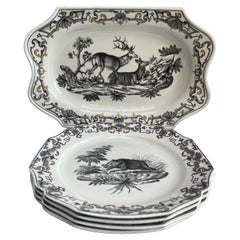 Mottahedeh Du Paquier Wildlife Reproduction Plate Set and Platter