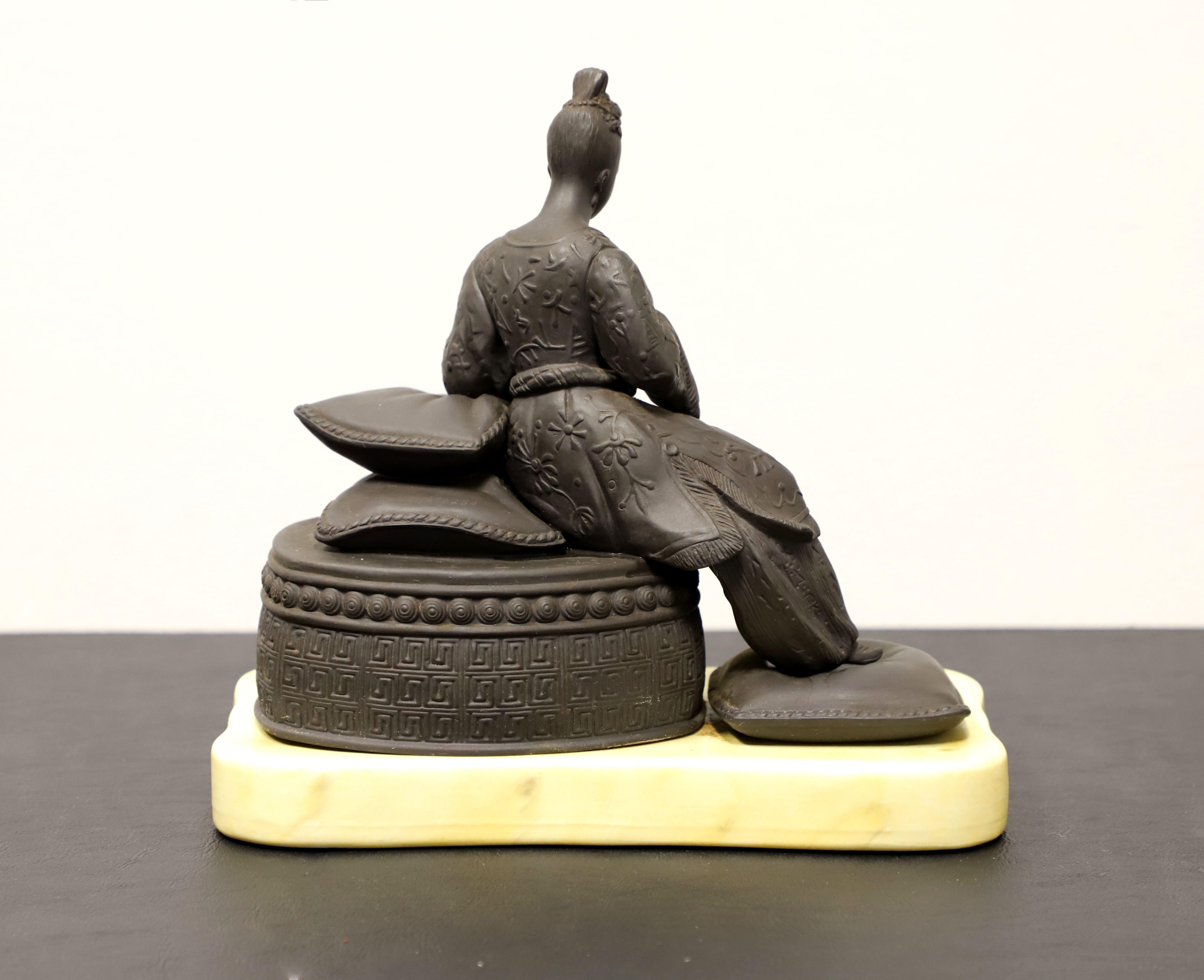MOTTAHEDEH Italian Black Basalt & Porcelain Reclining Woman Sculpture In Good Condition For Sale In Charlotte, NC