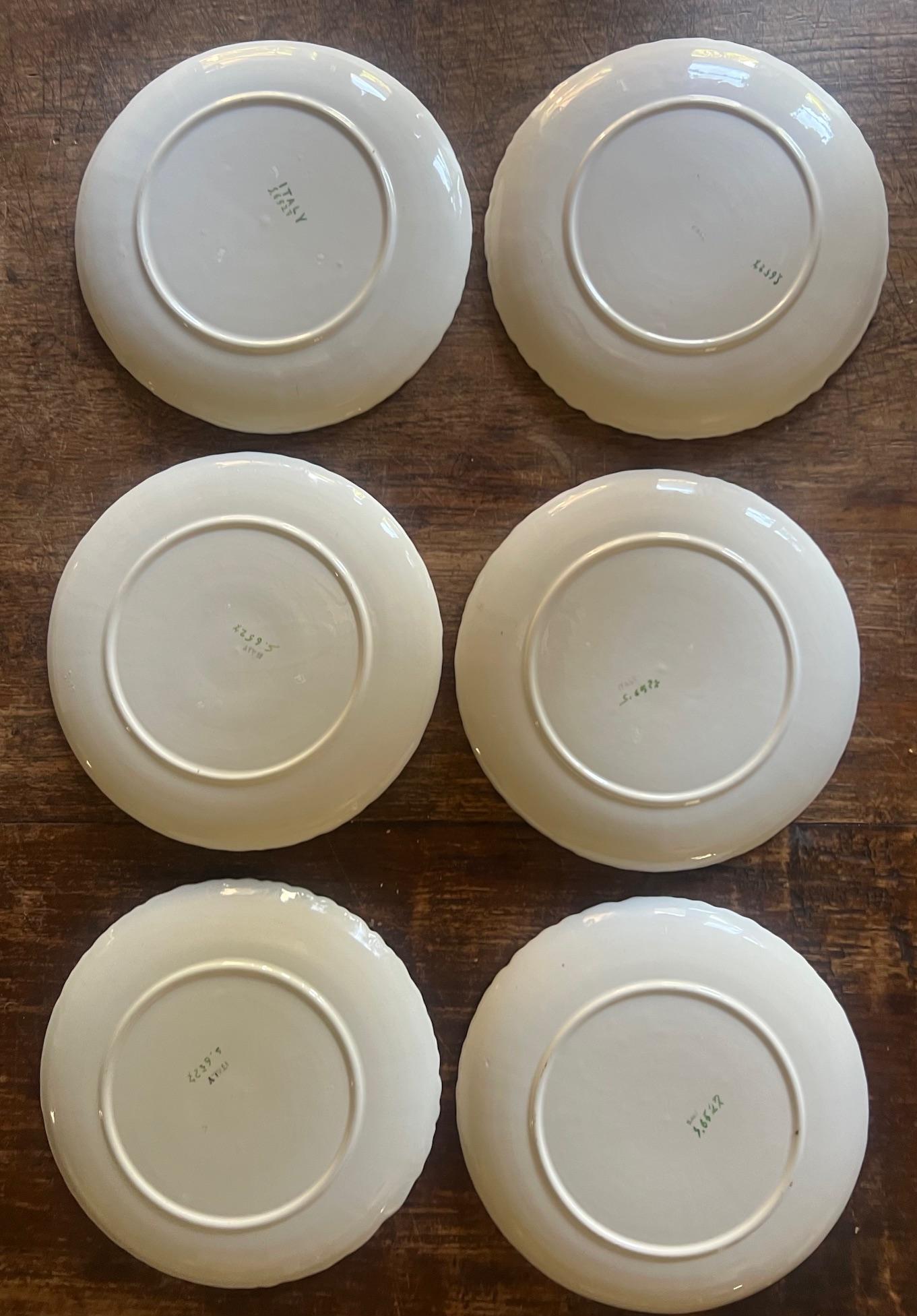 Assiettes marguerite italiennes Mottahedeh, lot de 6, vers les années 1960 en vente 2