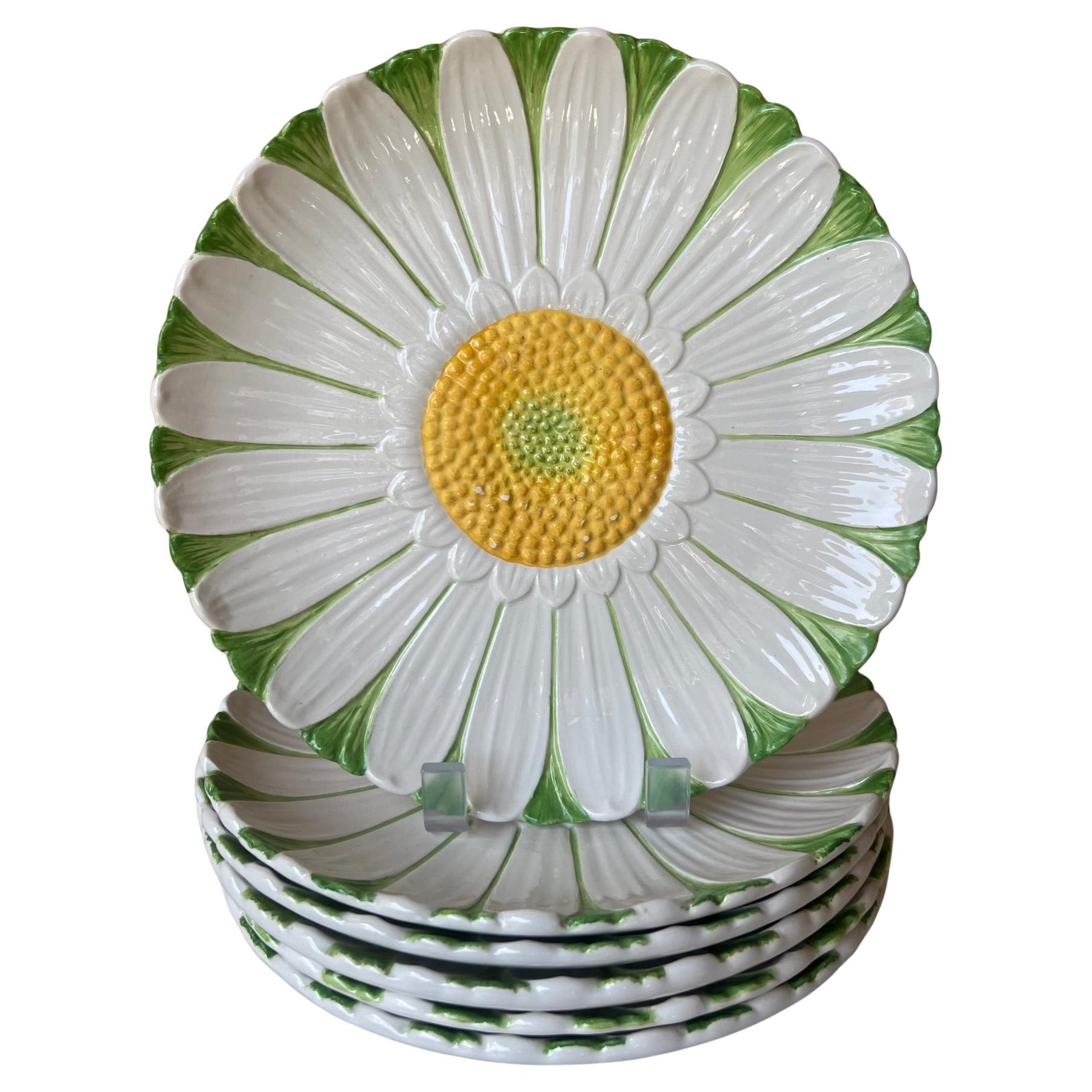 Assiettes marguerite italiennes Mottahedeh, lot de 6, vers les années 1960