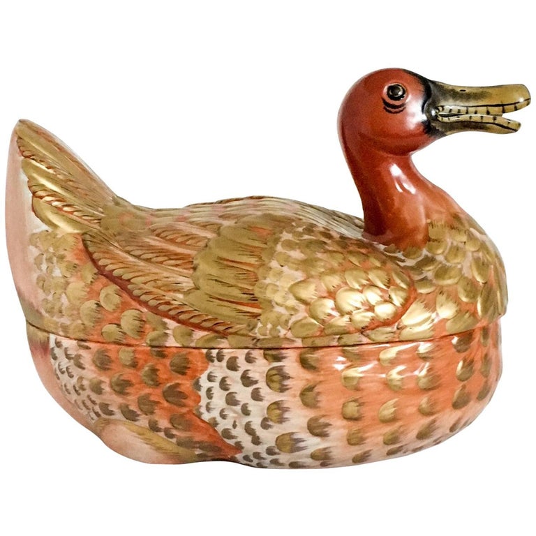Mottahedeh Lowestoft Peking Duck Tureen at 1stDibs