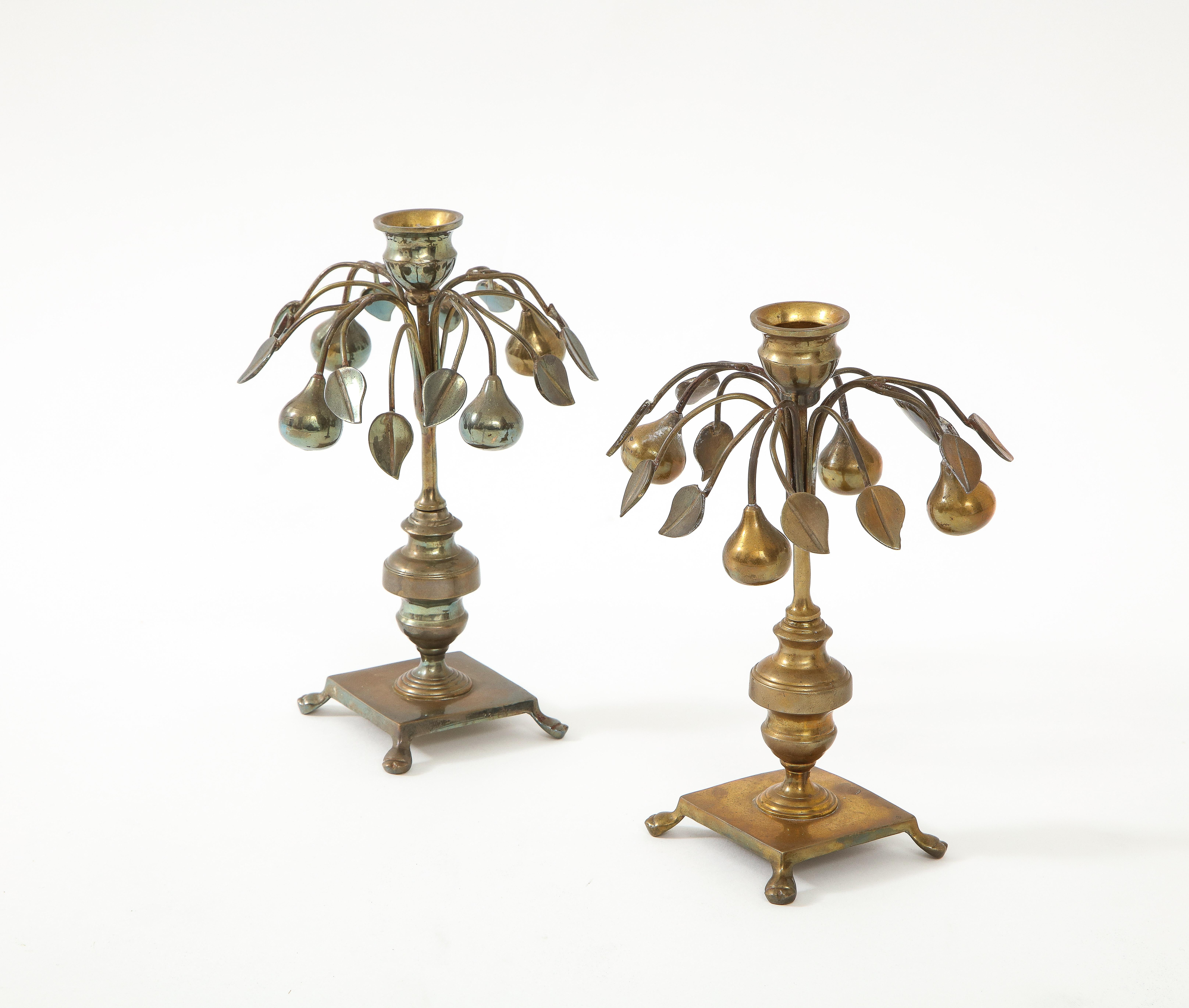 American Mottahedeh Pear Tree Candlesticks For Sale