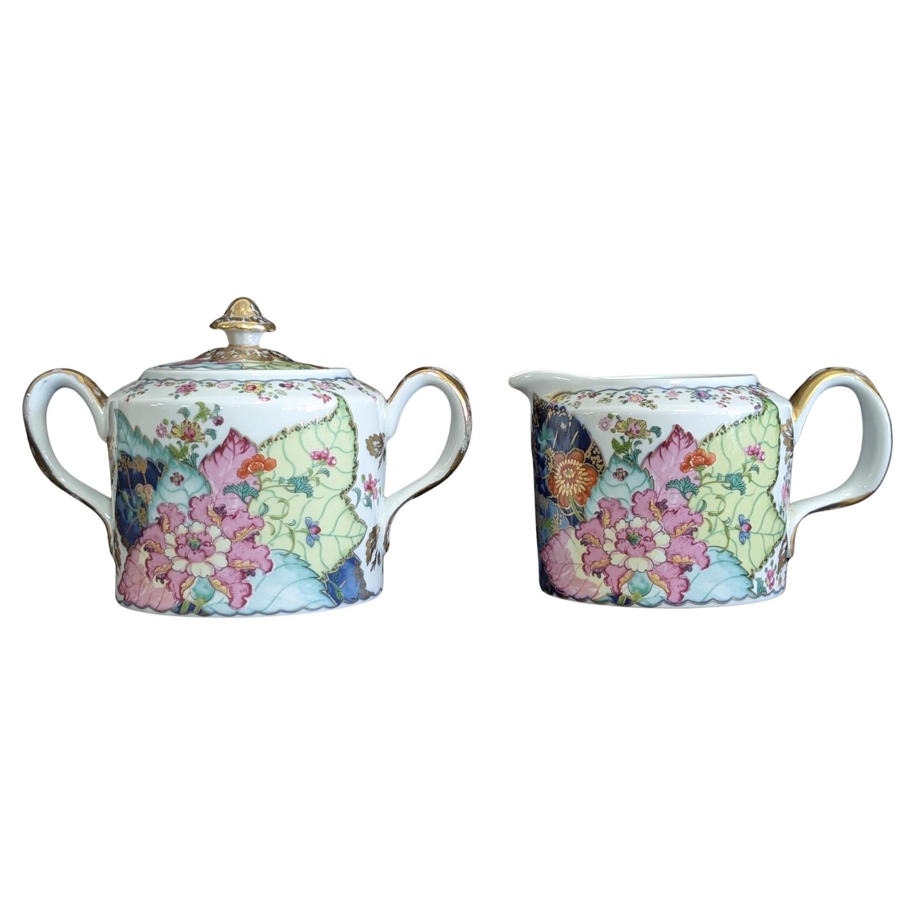 Mottahedeh “Tobacco Leaf” Sugar Bowl and Creamer Set