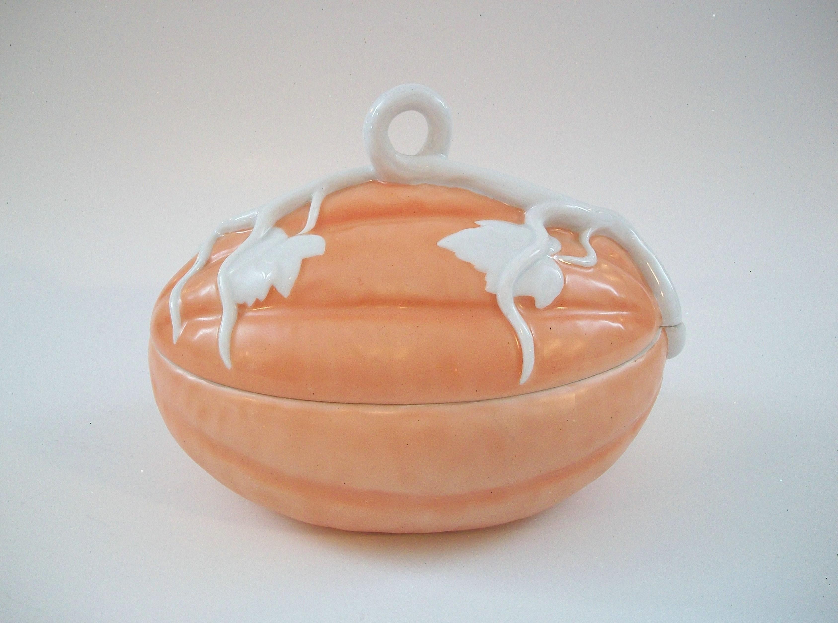 Hand-Crafted MOTTAHEDEH - Vintage Ceramic Melon Tureen - Portugal - Circa 1970's For Sale