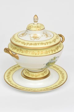 Mottahedeh Yellow Botanical Tureen, Lid and Fitted under Tray, Vintage