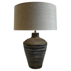Mottled Black And Tan Textured Ceramic Single Lamp, China, Contemporary