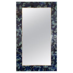 Mottled Blue Ceramic Tile Mirror
