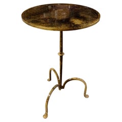 Mottled Brass Tripod Leg Cocktail Table, India, Contemporary