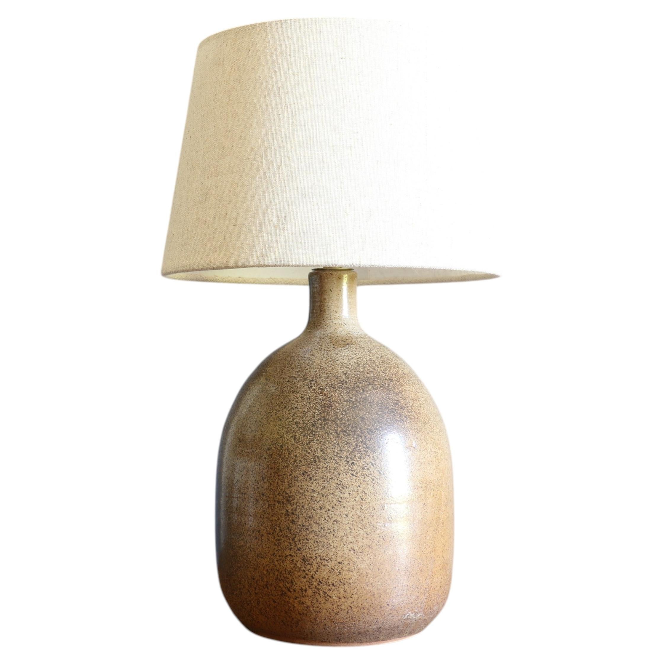 Mottled Brown Ceramic Lamp Attributed to Roland Zobel, Ruelland Style c.1970