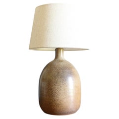Mottled Brown Ceramic Lamp Attributed to Roland Zobel, Ruelland Style c.1970