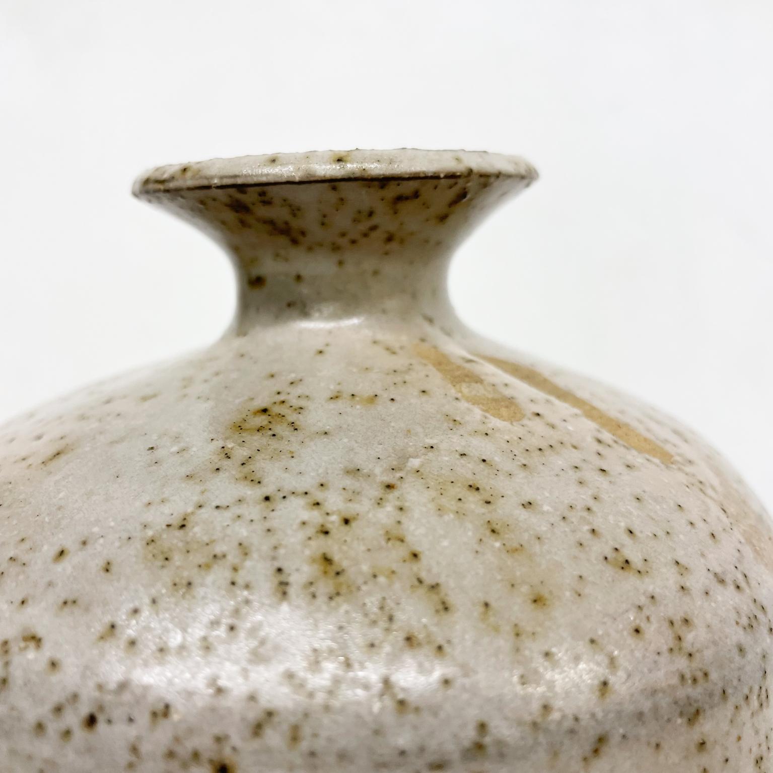 American Mottled Earth Speckled Pottery Vase Mid-Century Modern Art 1960s