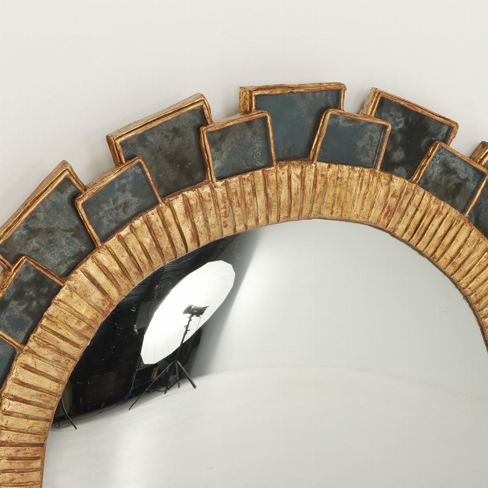 Mid-Century Modern A Mottled Glass & Resin Convex Mirror, in the 