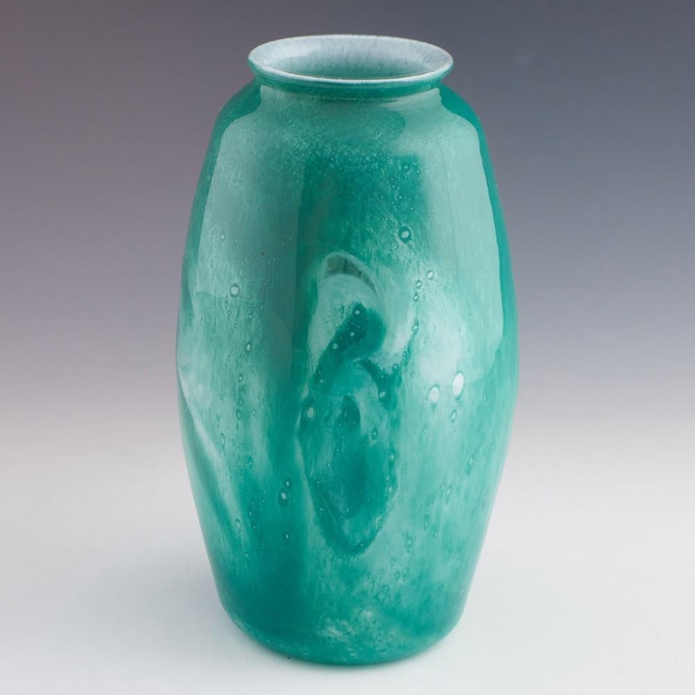British Mottled Gray-Stan Glass Vase c1930 For Sale