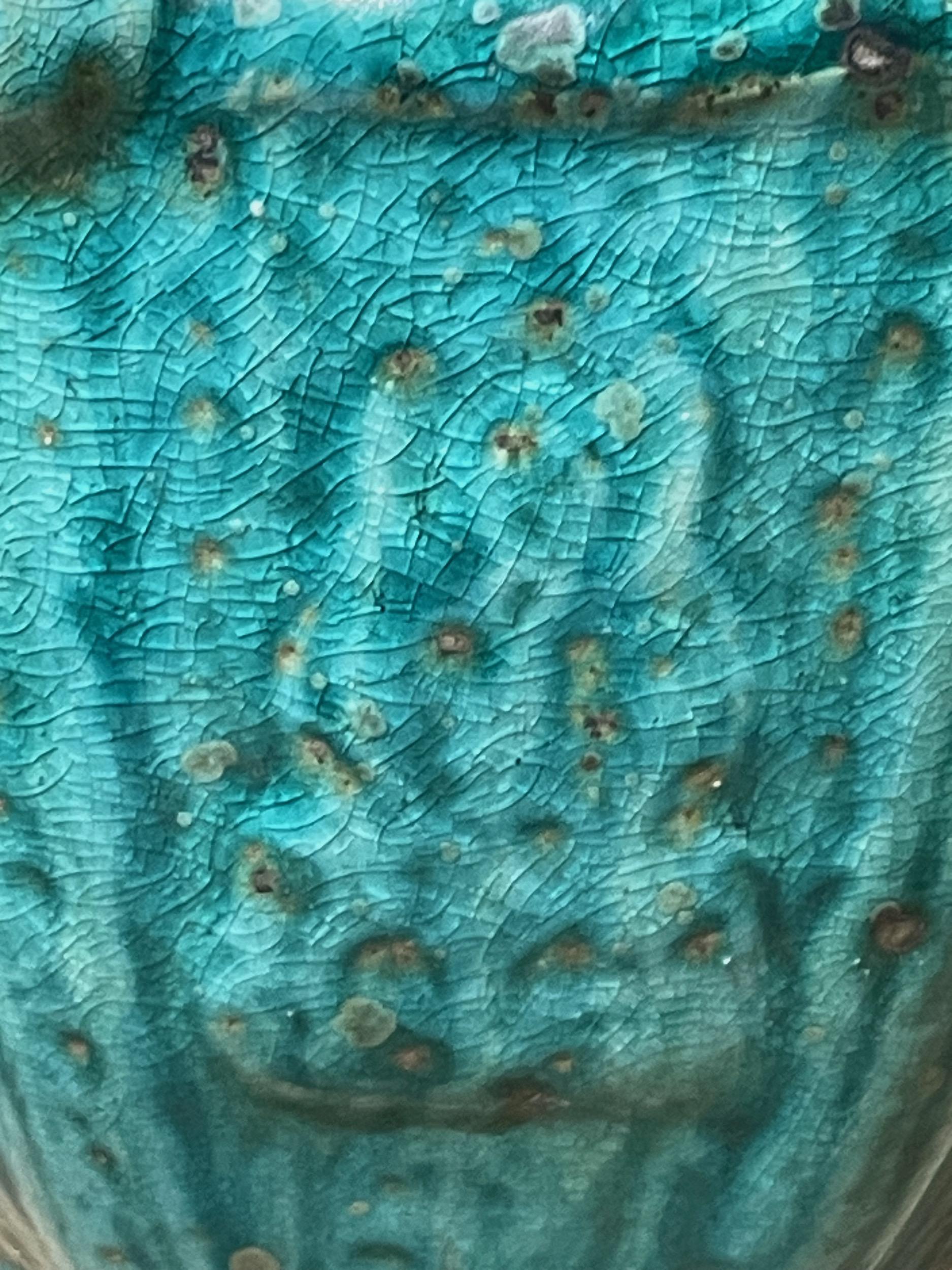 Mottled Turquoise Crackle Glaze Vase, China, Contemporary For Sale 1