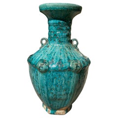 Vase à glaçure craquelée turquoise, Chine, Contemporain