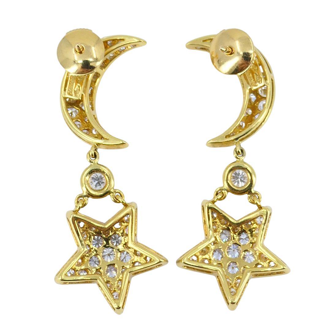 Donna Orecchini a goccia celesti con stella lunare in oro 18 carati di Mouawad in vendita