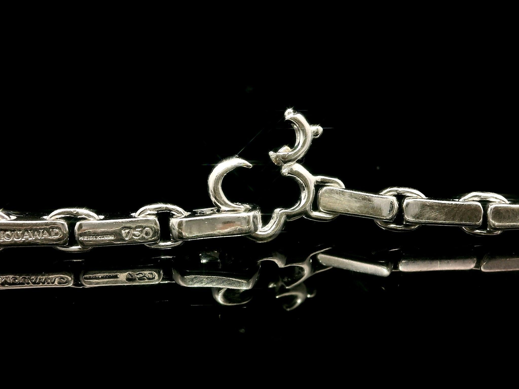 Mouawad Bracciale A Link in oro bianco 18k lucido con chiusura a quadrifoglio in vendita 7
