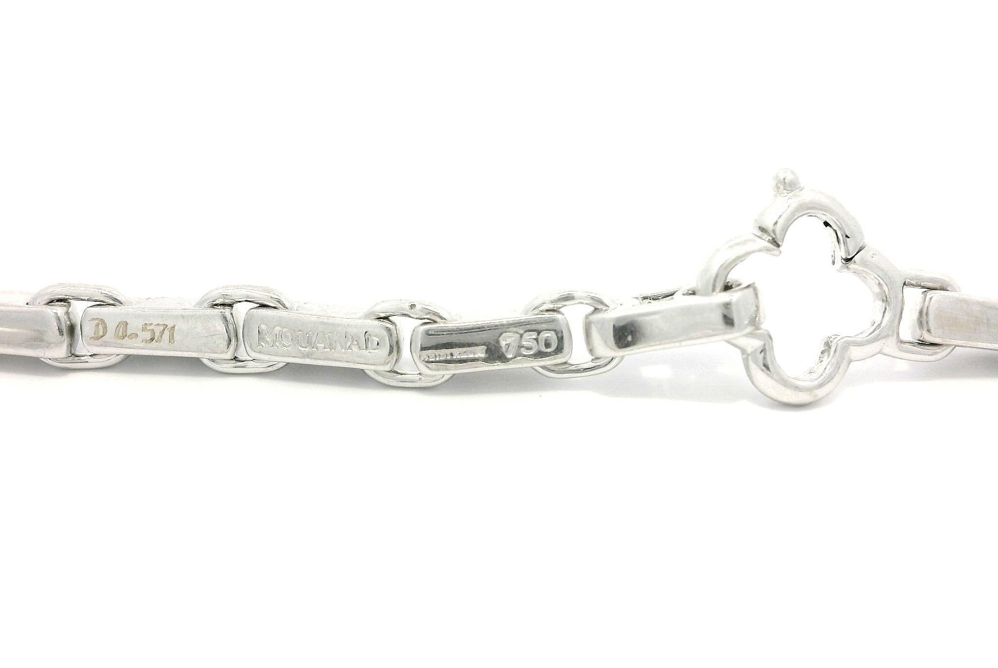 Mouawad Bracciale A Link in oro bianco 18k lucido con chiusura a quadrifoglio in vendita 5