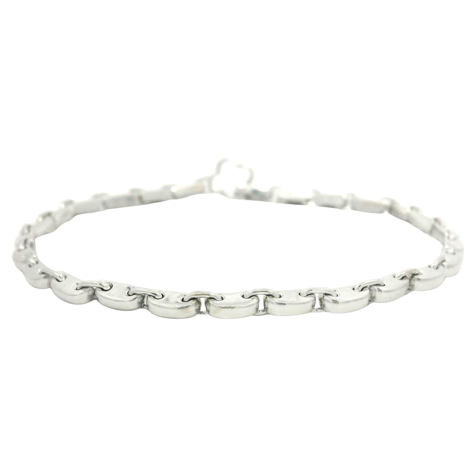 Mouawad Bracciale A Link in oro bianco 18k lucido con chiusura a quadrifoglio in vendita