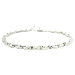Mouawad Bracelet à maillons en or blanc 18 carats poli en forme de dôme avec fermoir quadrilobé