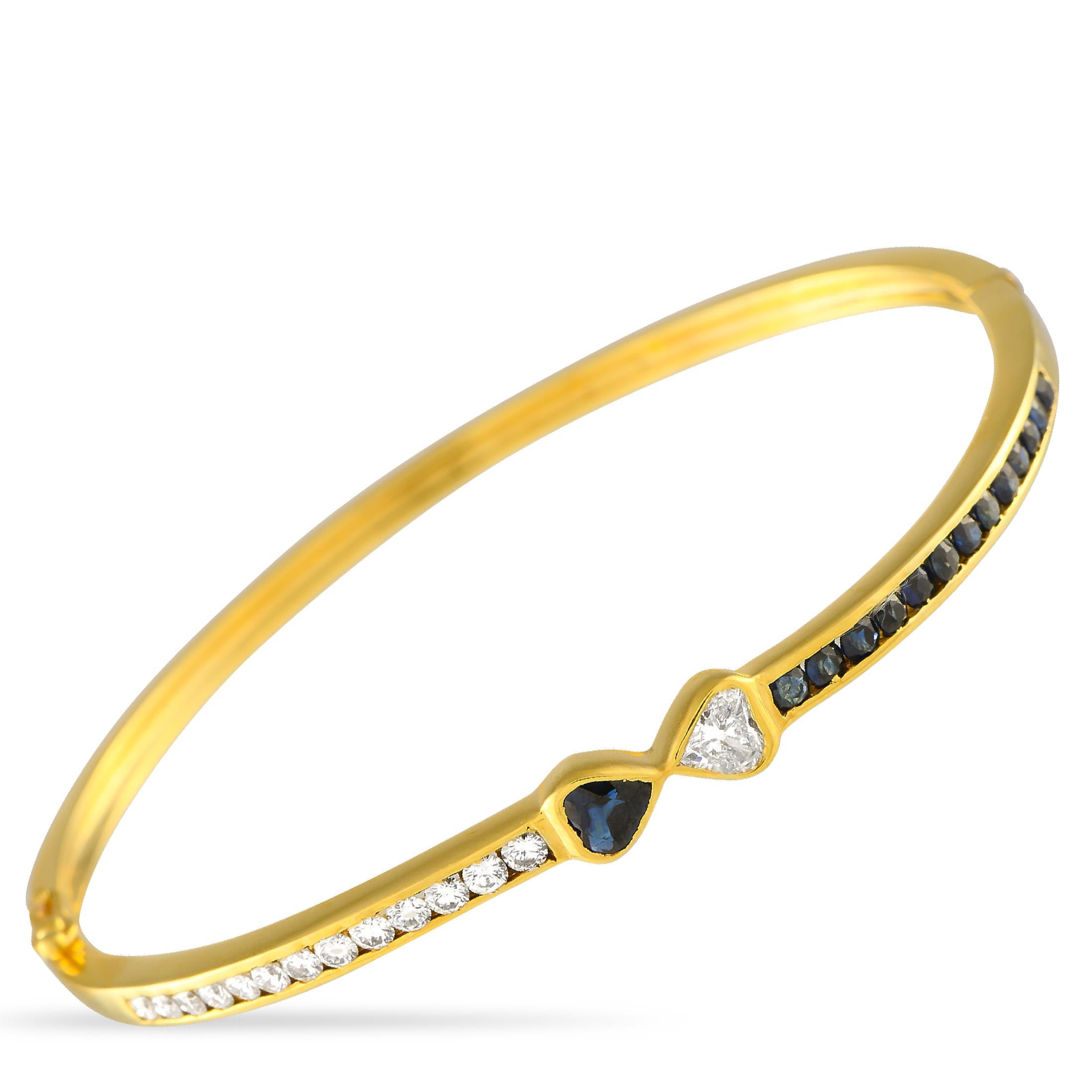Mouawad 18K Yellow Gold 0.85ct Diamond and Sapphire Bracelet In Excellent Condition For Sale In Southampton, PA