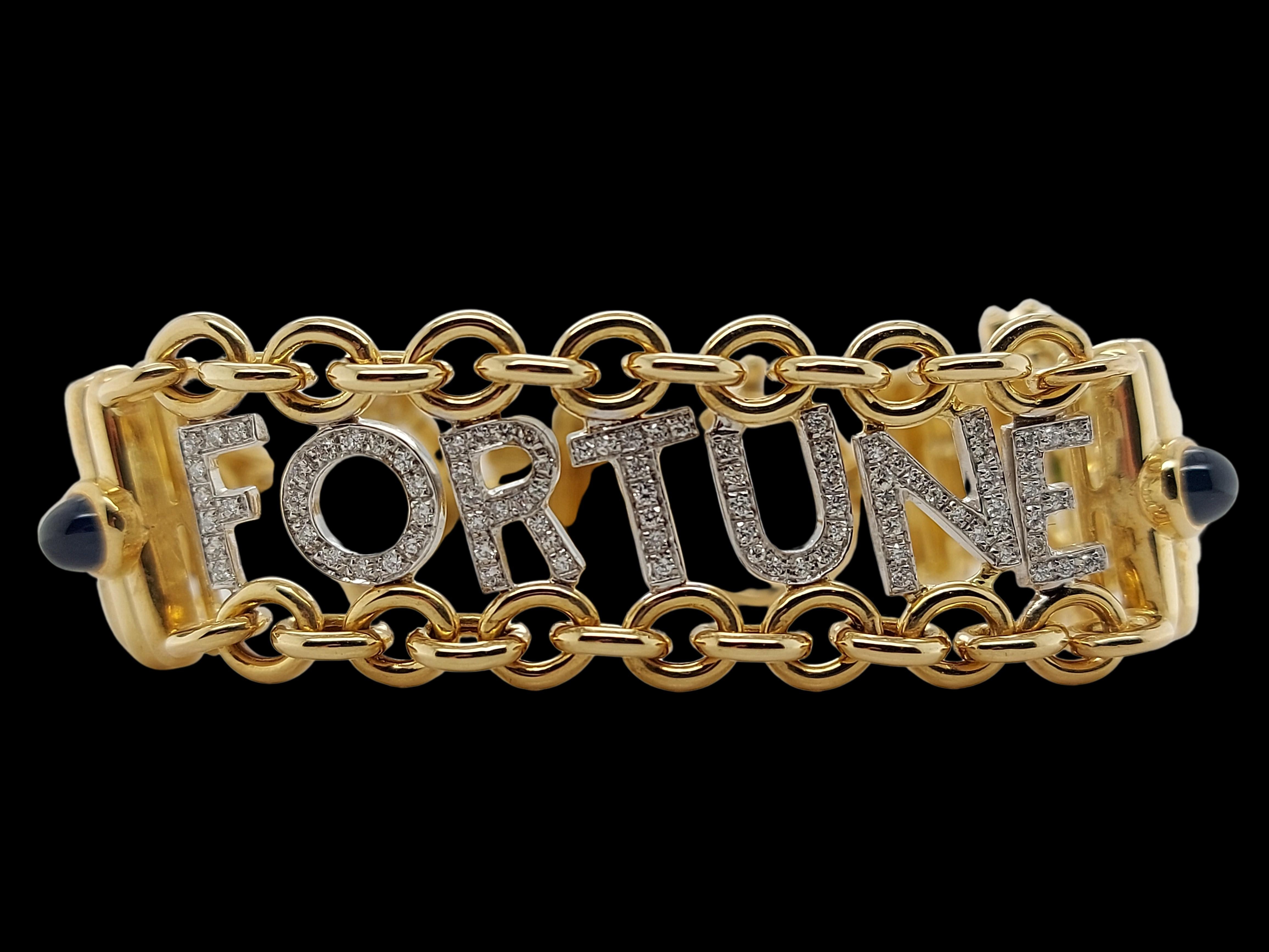 Artisan Mouawad Bracelet Fortune en or jaune 18 carats avec diamants, saphirs et émeraudes en vente