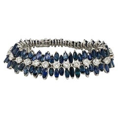 Mouawad 30 Tcw Sapphire and Diamond Bracelet Set in 18k White Gold