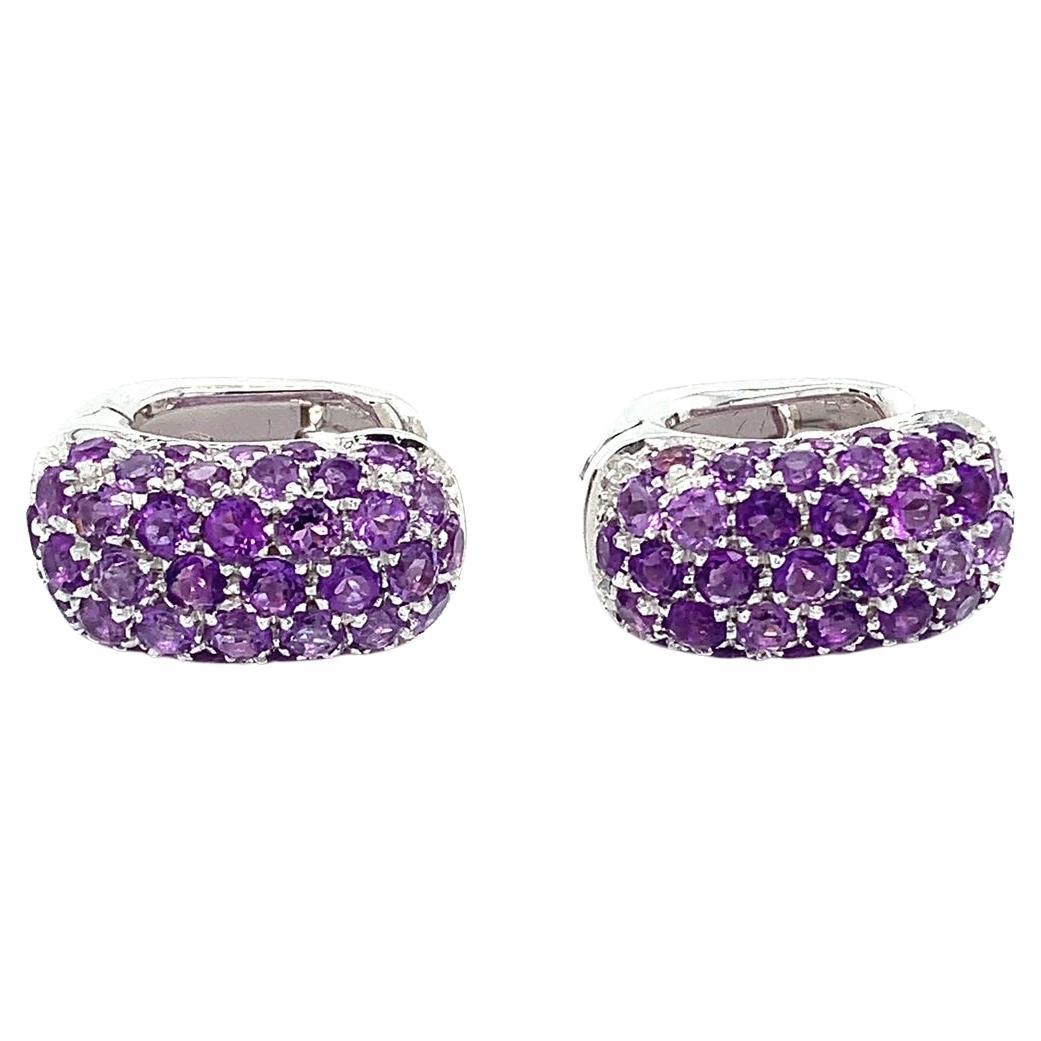 Mouawad amethyst art deco clip on earrings 18k white gold