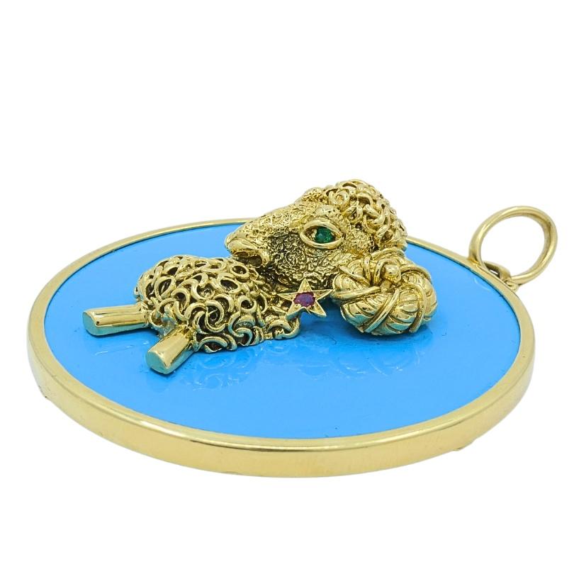 Taglio misto Ciondolo Aris in oro 18k con pietre preziose in resina in vendita