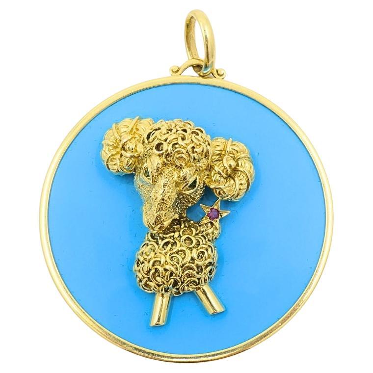 Ciondolo Aris in oro 18k con pietre preziose in resina