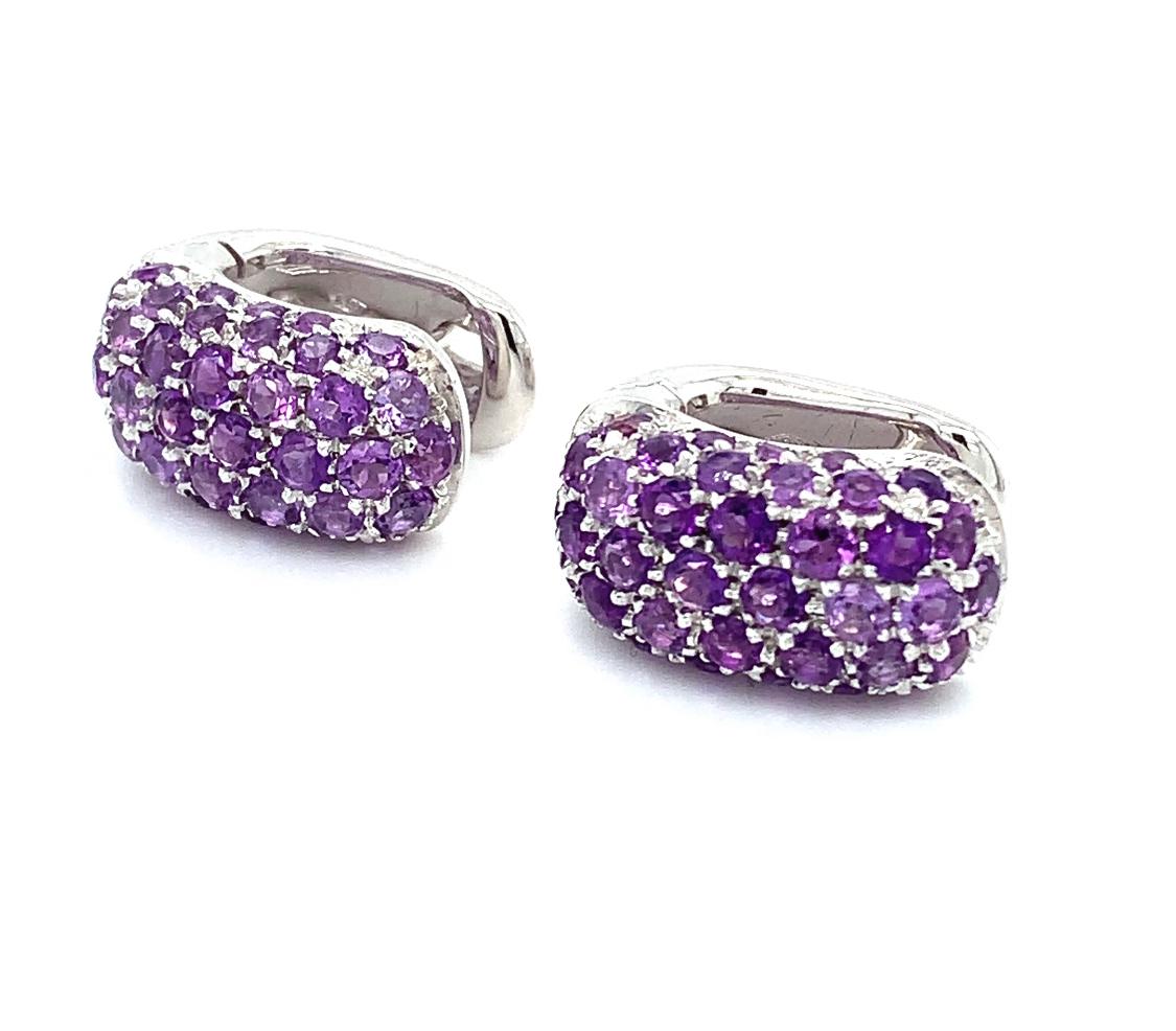 Artisan Mouawad contemporary amethyst clip post earrings 18ct white gold For Sale