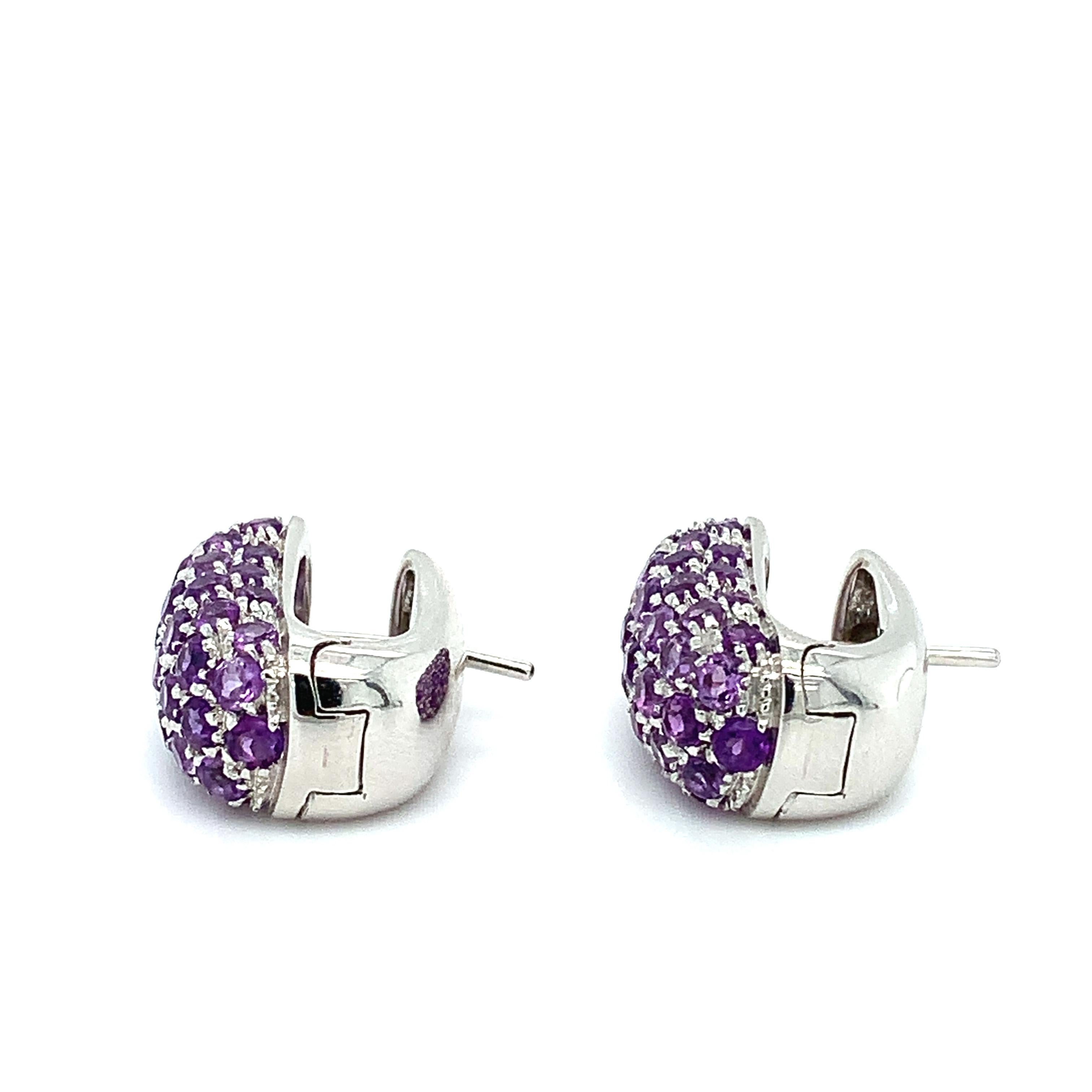 Round Cut Mouawad contemporary amethyst clip post earrings 18ct white gold For Sale