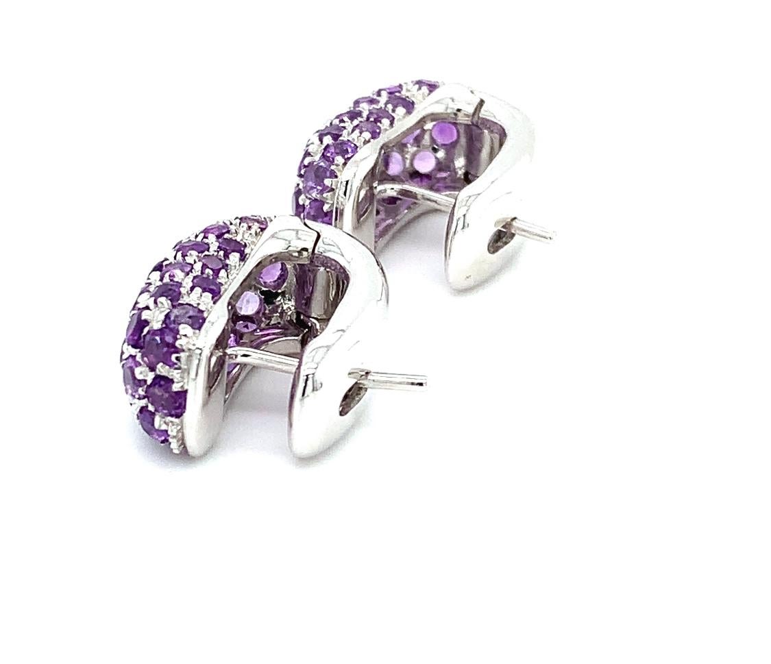 Mouawad contemporary amethyst clip post earrings 18ct white gold For Sale 1