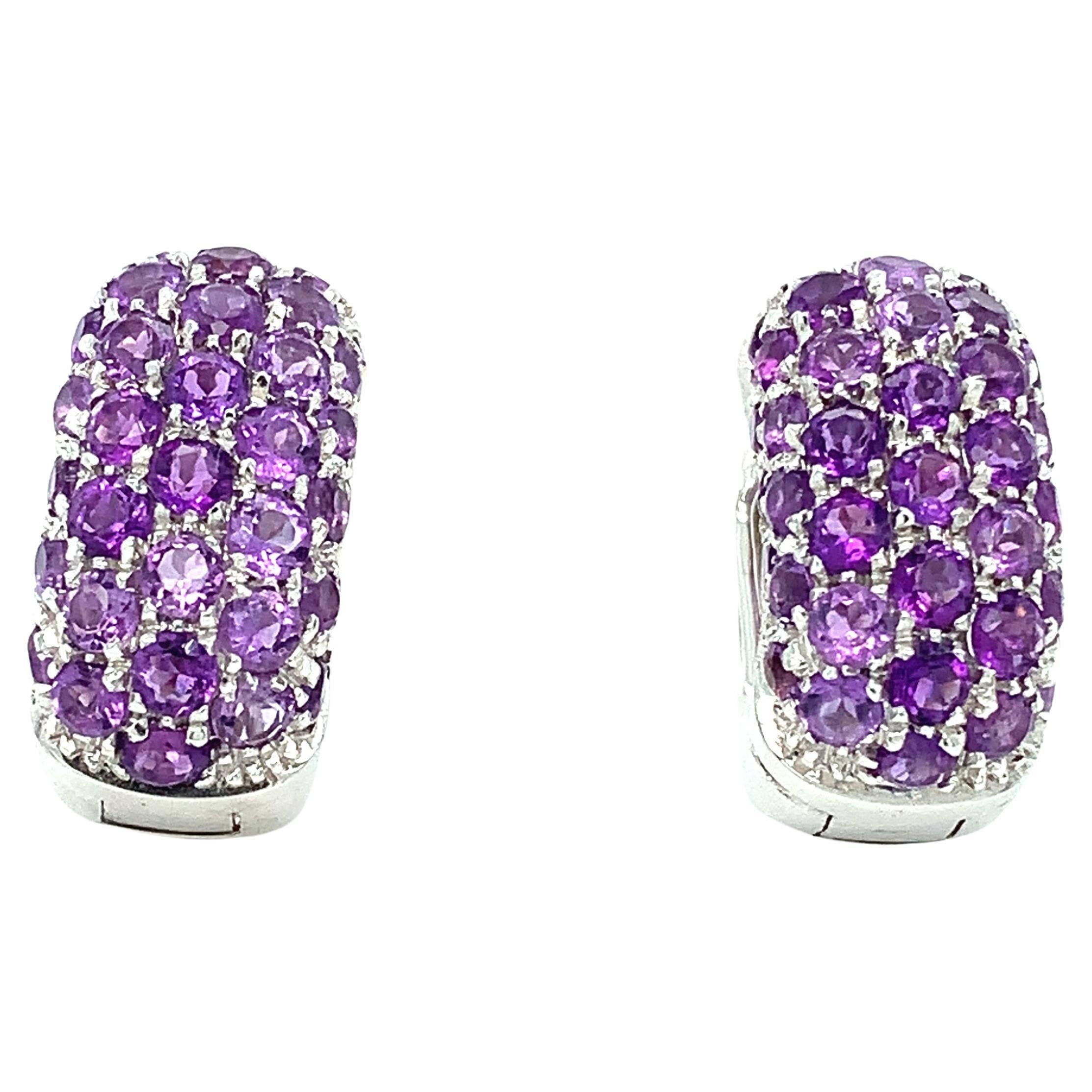 Mouawad contemporary amethyst clip post earrings 18ct white gold