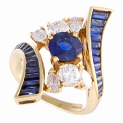 Mouawad Diamond and Sapphire Yellow Gold Ring