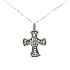 Mouawad Pendentif croix en or blanc 18 carats et diamants