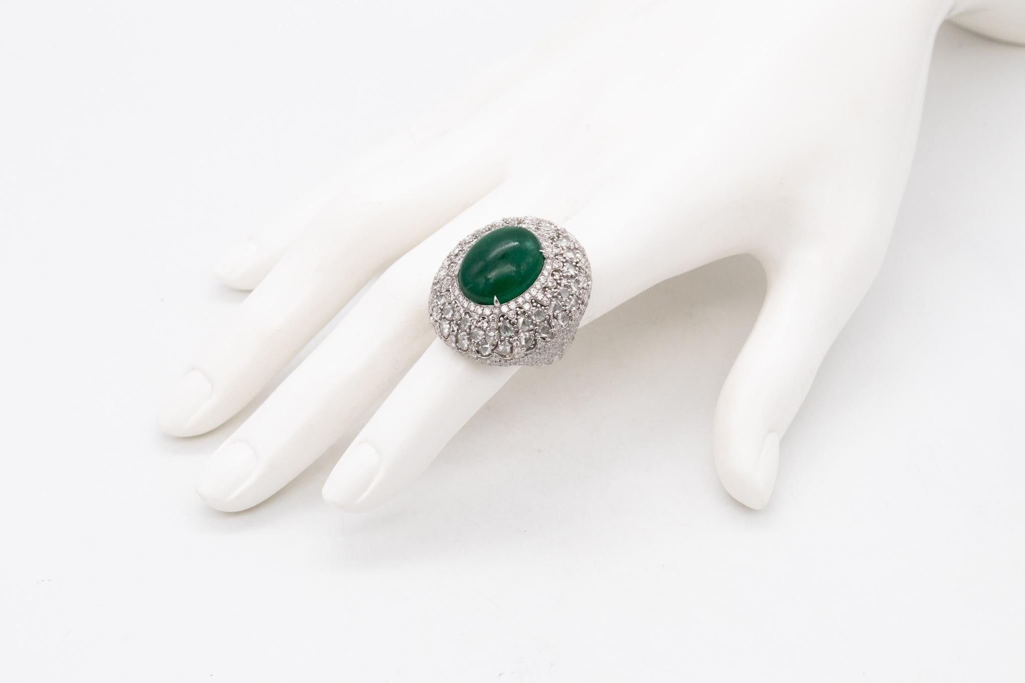 Cabochon Mouawad Modern Cocktail Ring In 18Kt With 18.66 Ctw In Diamonds And Emerald