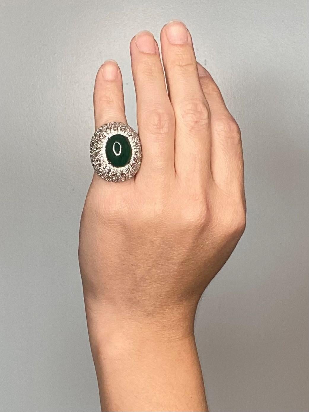 Mouawad Modern Cocktail Ring In 18Kt With 18.66 Ctw In Diamonds And Emerald 1