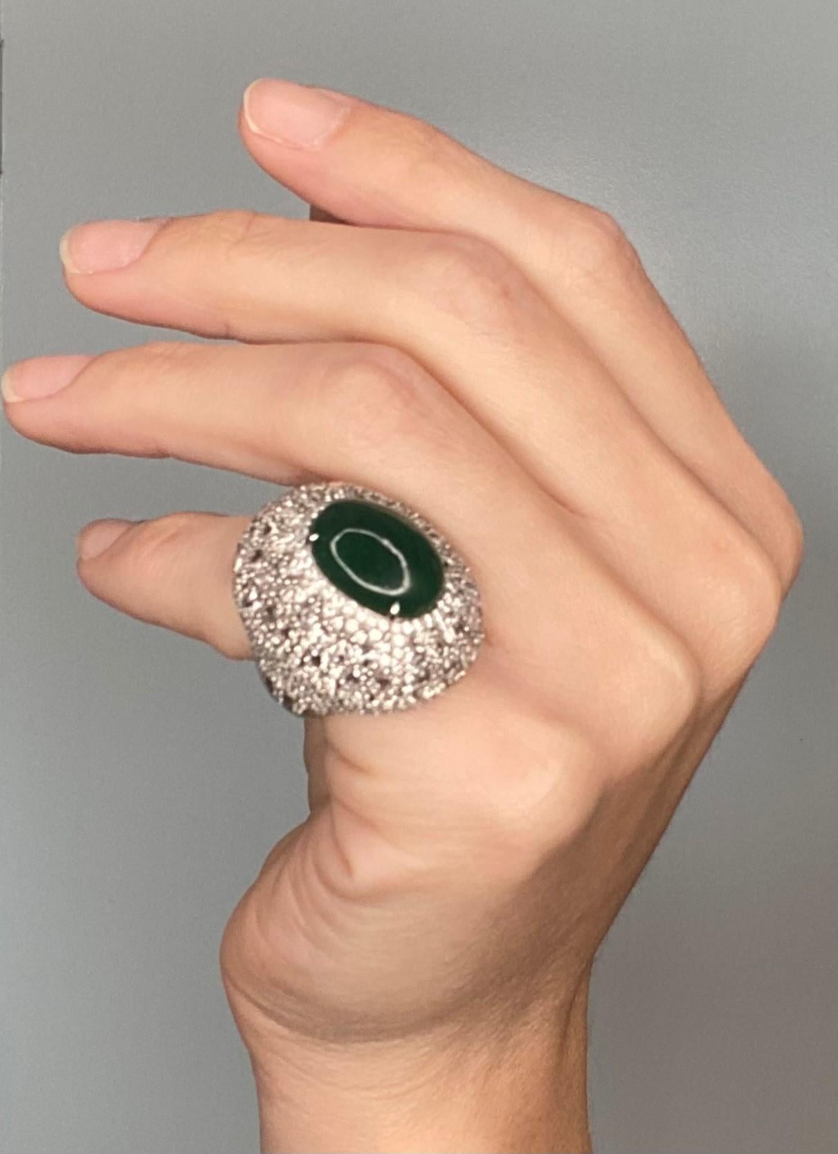 Mouawad Modern Cocktail Ring In 18Kt With 18.66 Ctw In Diamonds And Emerald 2