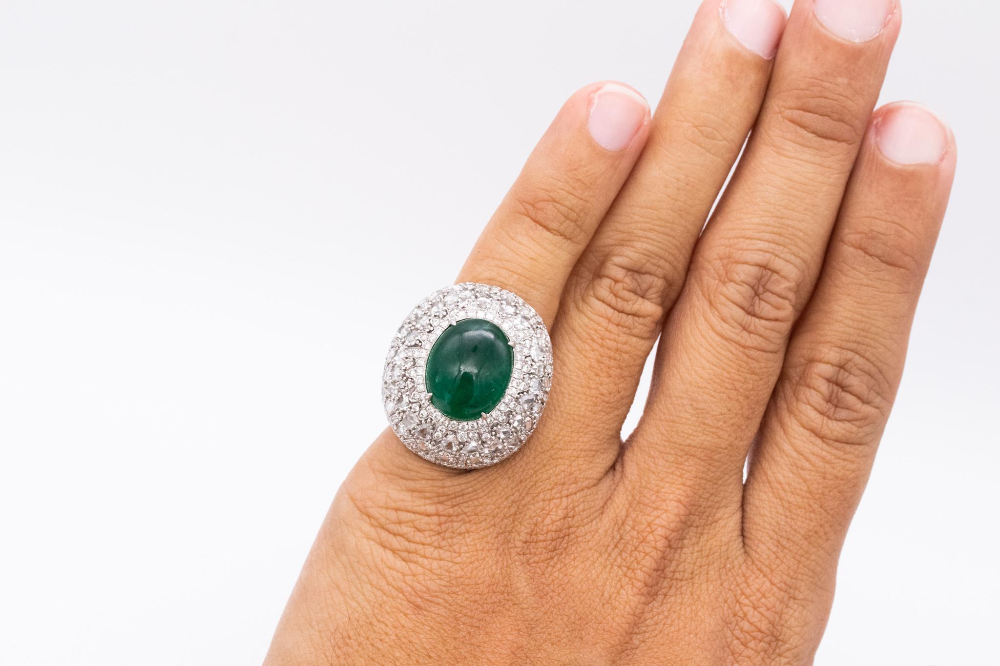 Mouawad Modern Cocktail Ring In 18Kt With 18.66 Ctw In Diamonds And Emerald 5