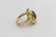 Mouawad Conjunto Misterioso Zafiro Diamante Anillo Oro Amarillo 18k Talla 6.75