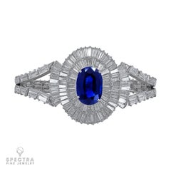 Mouawad Platinum Sapphire & Baguette Diamond Parure, 5 Pieces