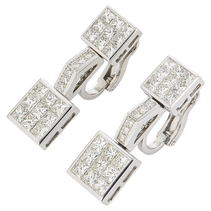 Mouawad Princess Cut Diamond Drop Earrings 4.20 Carat For Sale