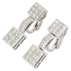 Mouawad Princess Cut Diamond Drop Earrings 4.20 Carat