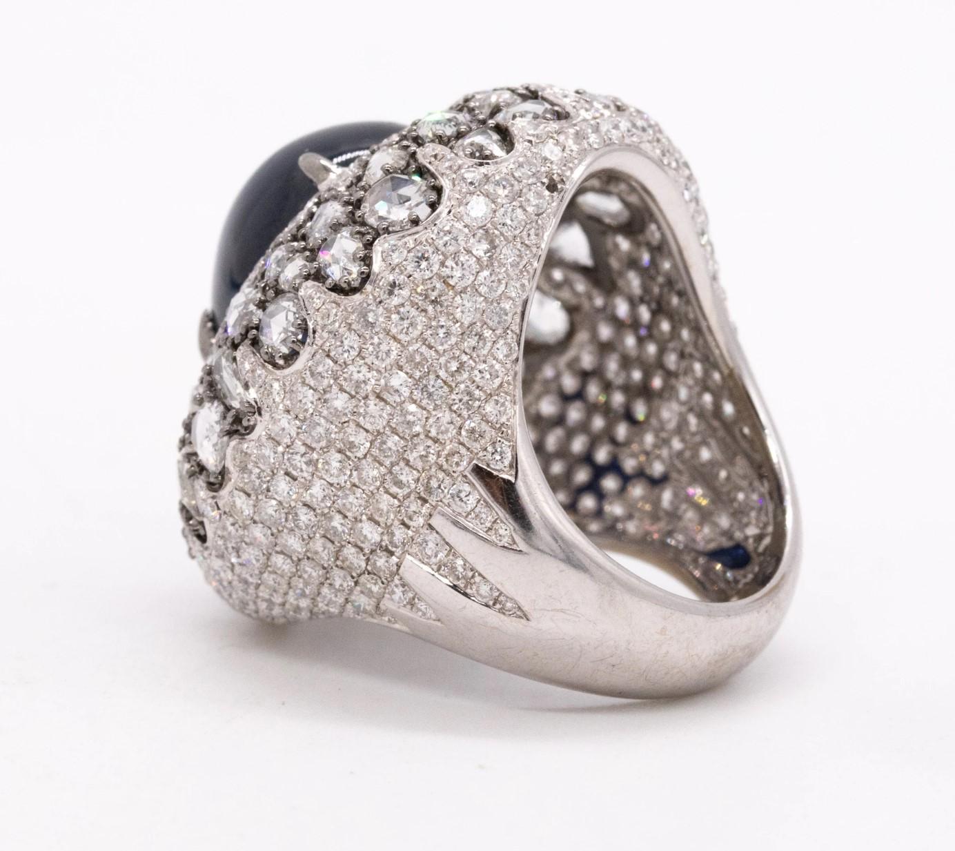 Contemporary Mouawad Rare Cocktail Ring in 18kt with 23.56 Ctw in Diamonds and Sapphire