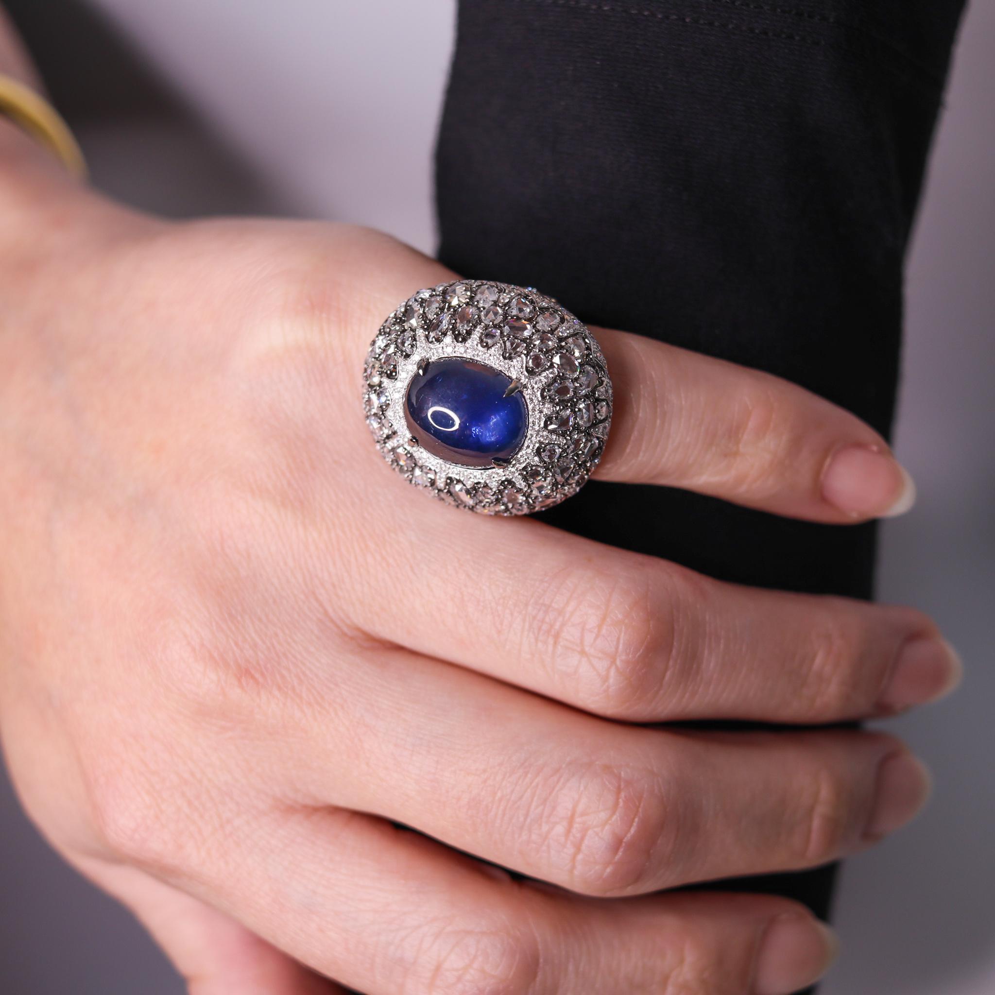 Mouawad Rare Cocktail Ring in 18kt with 23.56 Ctw in Diamonds and Sapphire 2