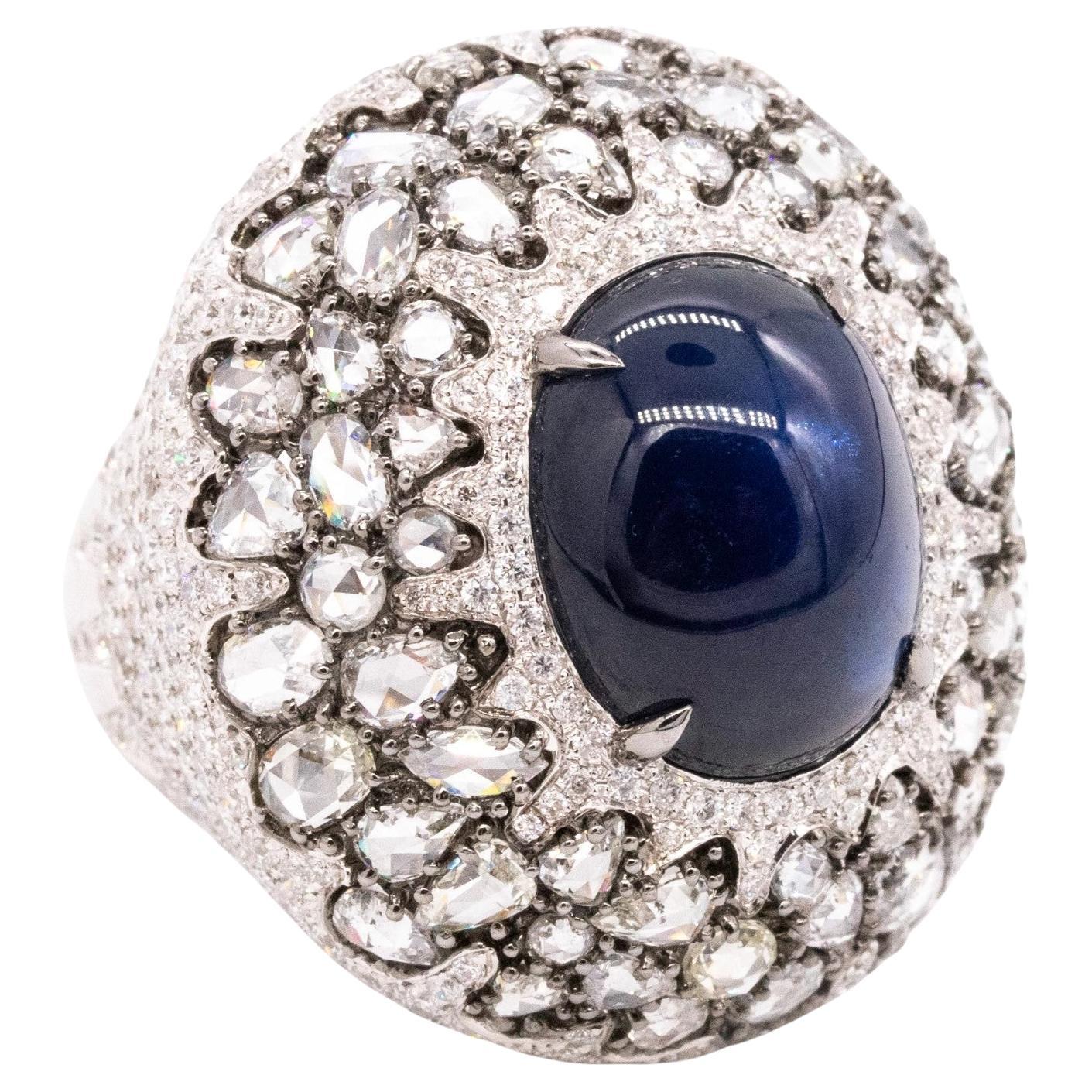 Mouawad Rare Cocktail Ring in 18kt with 23.56 Ctw in Diamonds and Sapphire