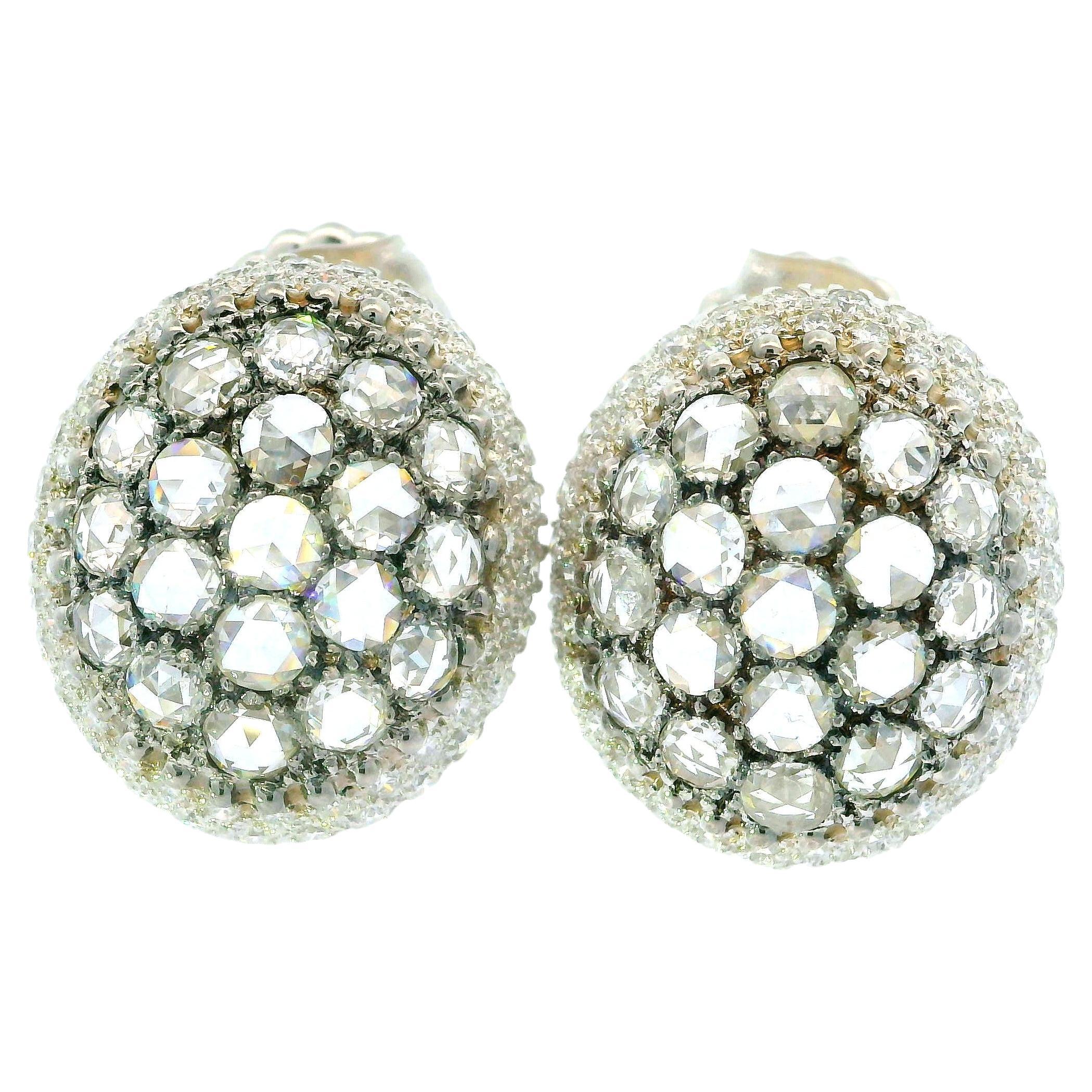Ovale Mouawad Rosette-Ohrringe aus 18 Karat Gold mit 3,66 Karat Fiery-Diamant im Rosenschliff