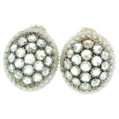 Mouawad Rosette 18k Gold 3.66ctw Fiery Rose Cut Diamond Oval Button Earrings