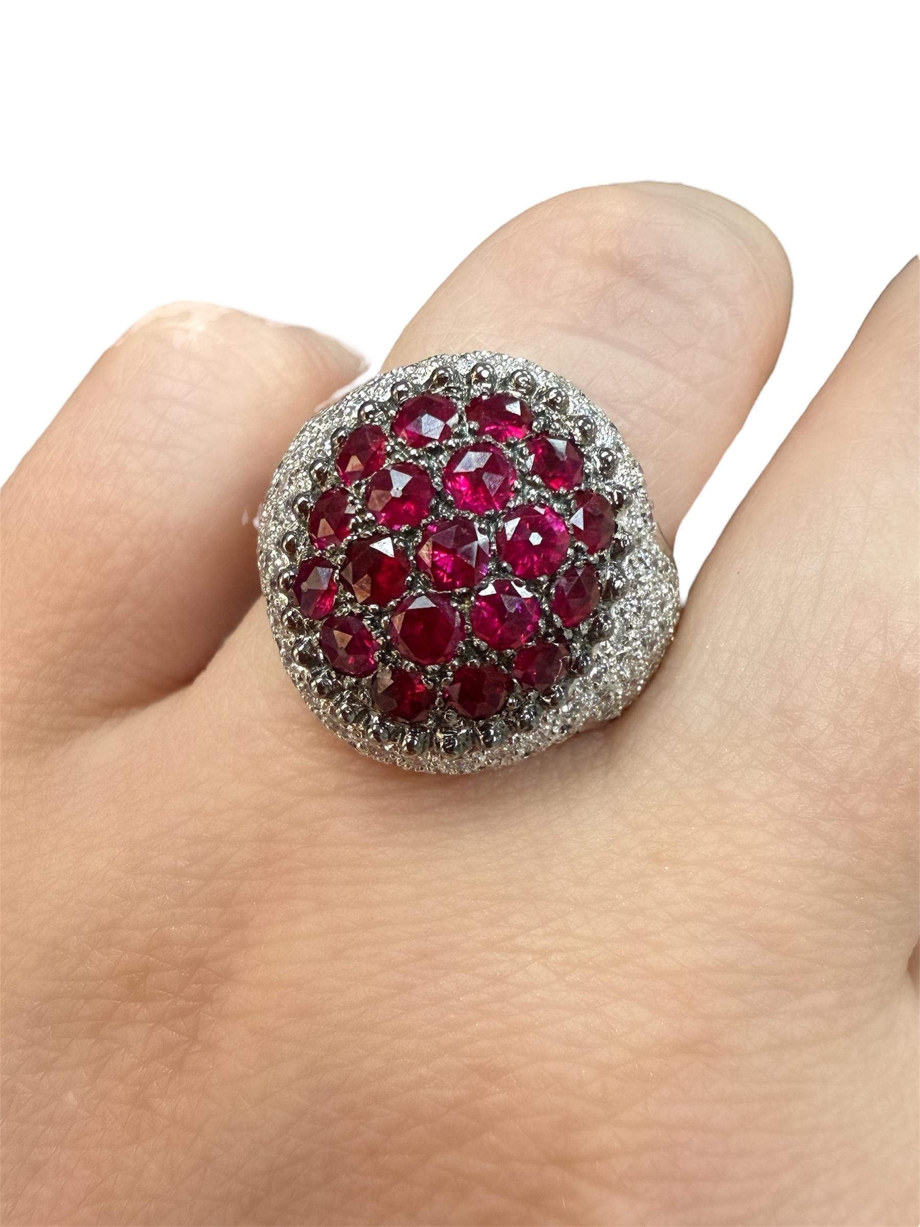 Women's Mouawad, Ruby and Diamond Rosette Ring For Sale